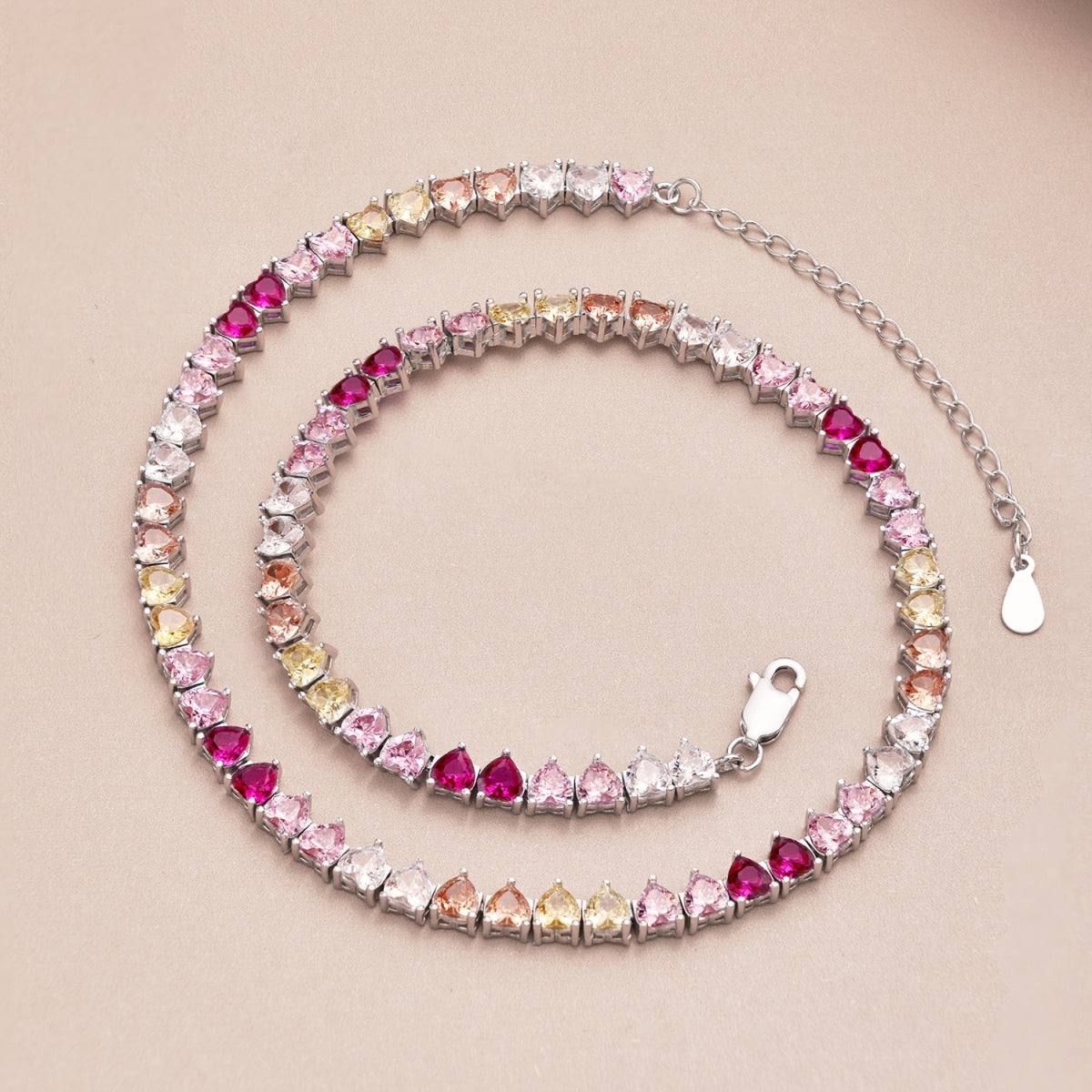 [Rosla]Sparkling Colorful Full Heart Tennis Necklace