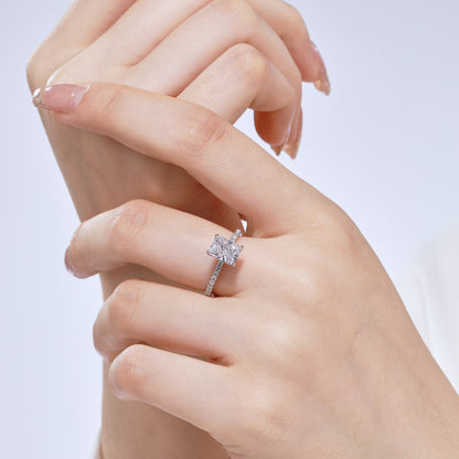 [Rosla]2.0 Carat Dazzling Sparkling Radiant Cut Party Ring