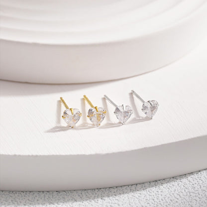 [Rosla]Sparkling Heart Shaped Simple Earrings