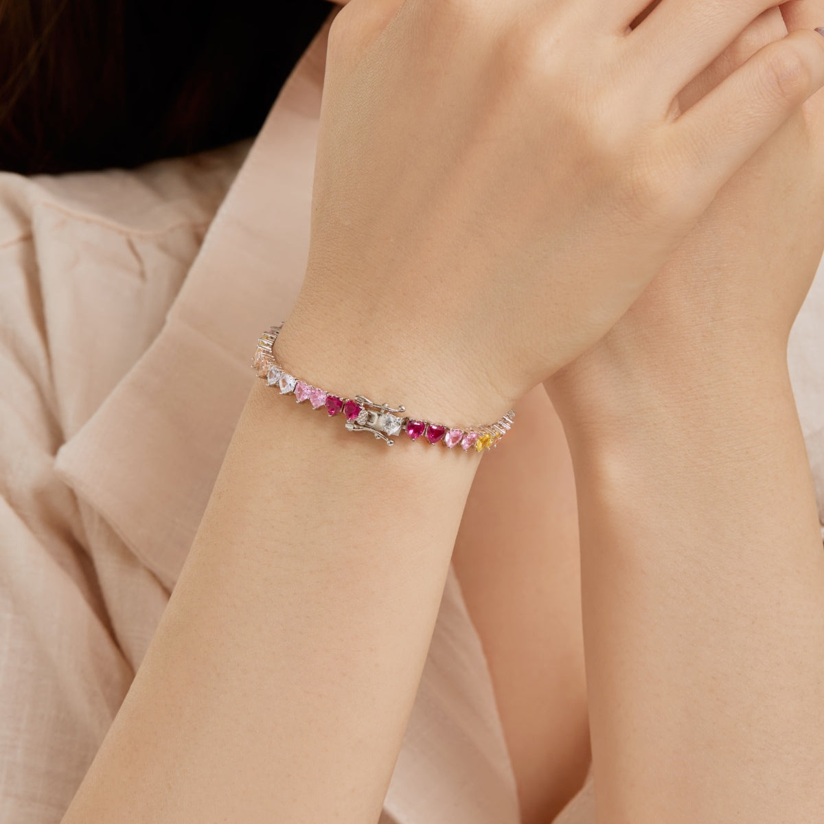 [Rosla]Luxurious Colorful Romantic Heart Shape Lover Bracelet