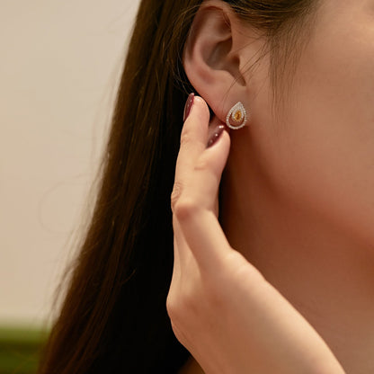 [Rosla]Sparkling Delicate Water Drop Shape Daily Earrings