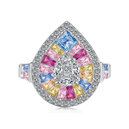 [Rosla]Elegant Colorful Water Drop Shape Banquet Ring