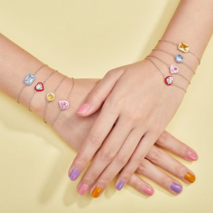 [Rosla]2.0 Carat Sparkling Colorful Emerald Cut Daily Bracelet