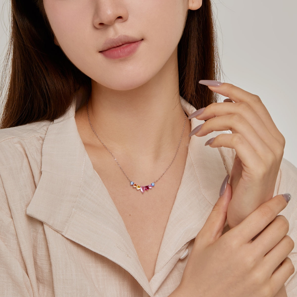 [Rosla]Dainty Colorful Heart Necklace