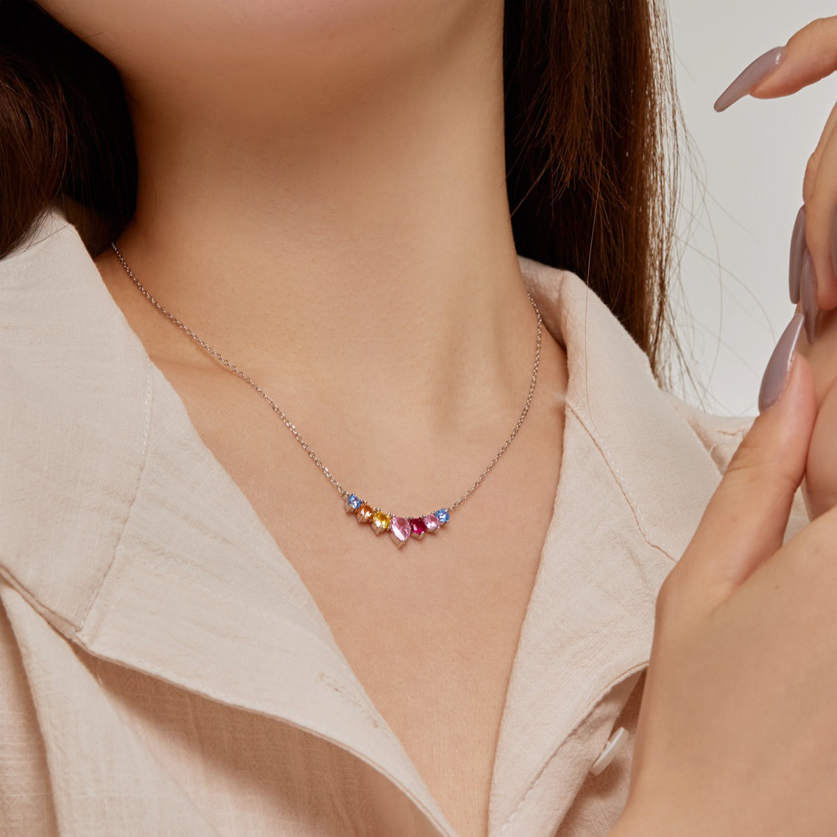 [Rosla]Dainty Colorful Heart Necklace