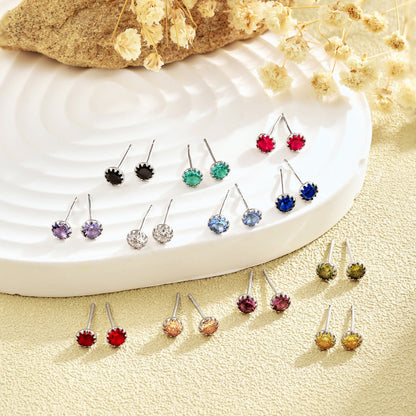 [Rosla]Sparkling Colorful Round Shape Earrings