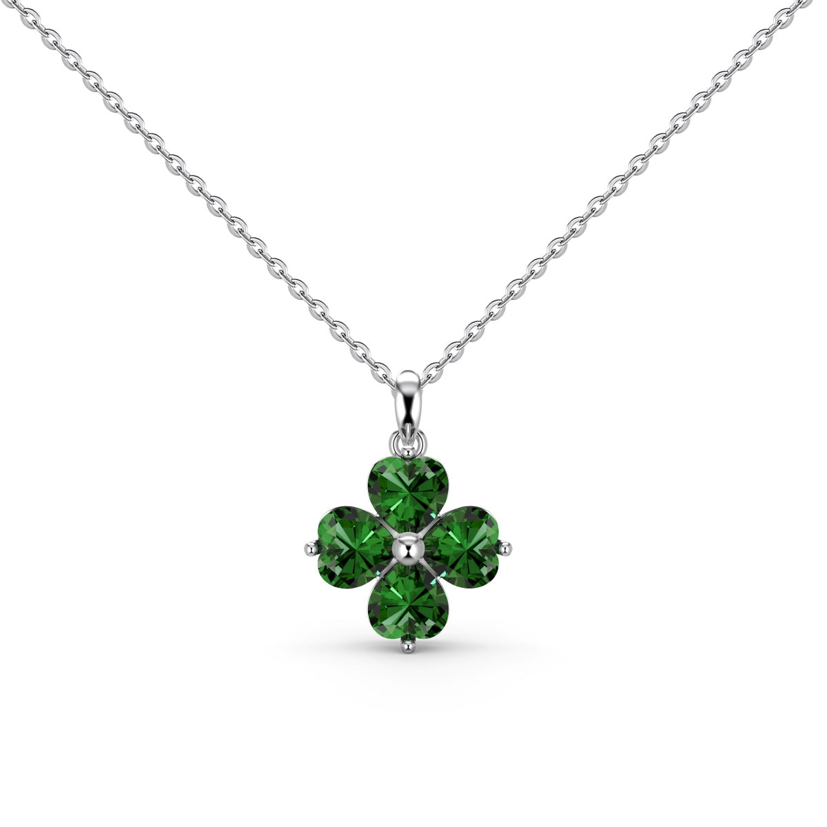 [Rosla]Heart-Shaped Four-Leaf Clover Bead Necklace