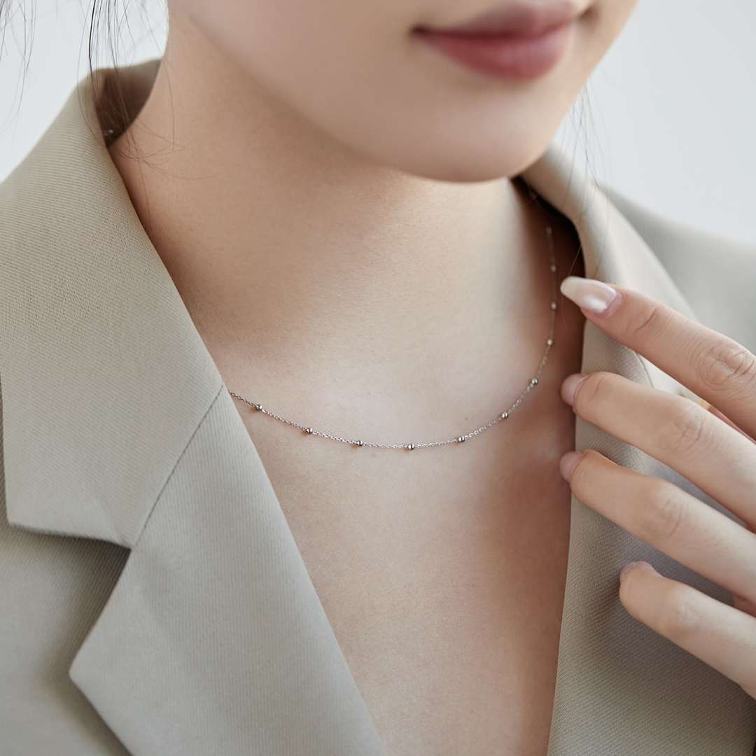 [Rosla]Small Bead Clavicle Chain Simple Necklace