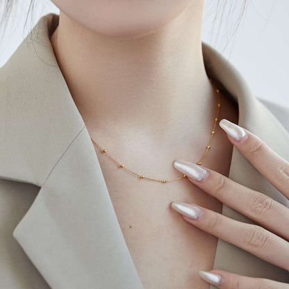 [Rosla]Small Bead Clavicle Chain Simple Necklace