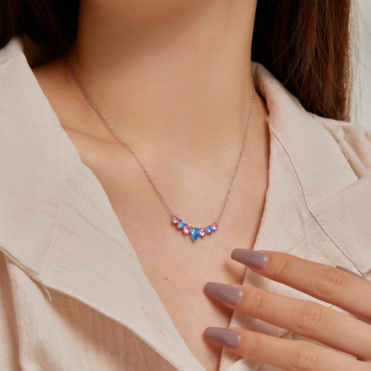 [Rosla]Dainty Colorful Heart Necklace