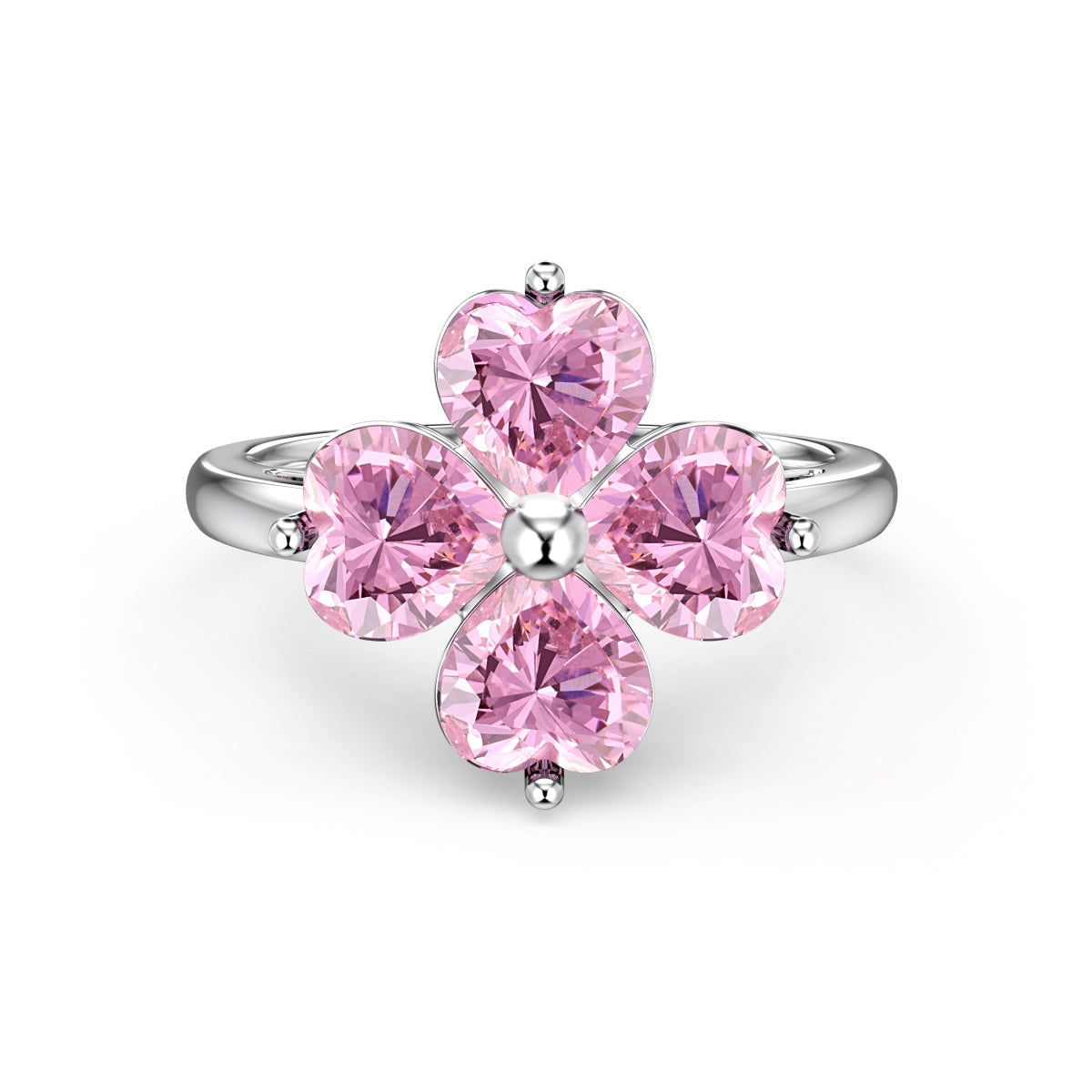 [Rosla]Heart-shaped Four-Leaf Clover Ball Ring