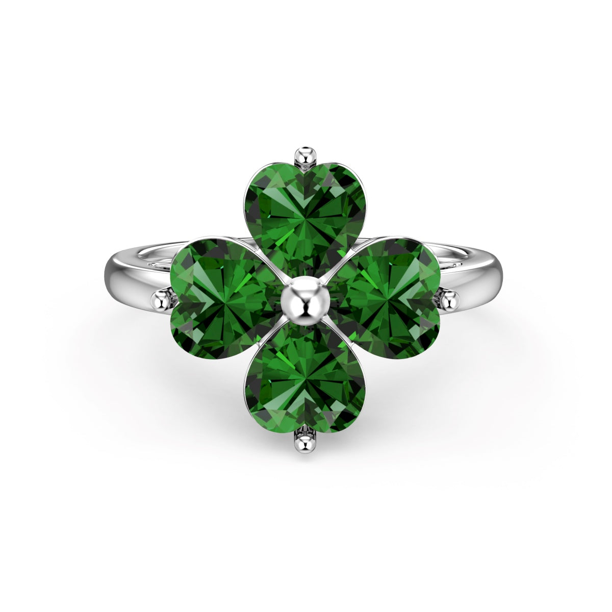 [Rosla]Heart-shaped Four-Leaf Clover Ball Ring