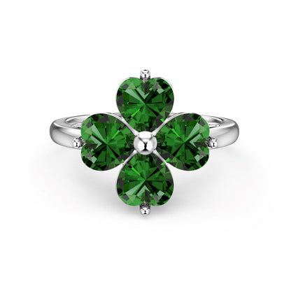 [Rosla]Heart-shaped Four-Leaf Clover Ball Ring
