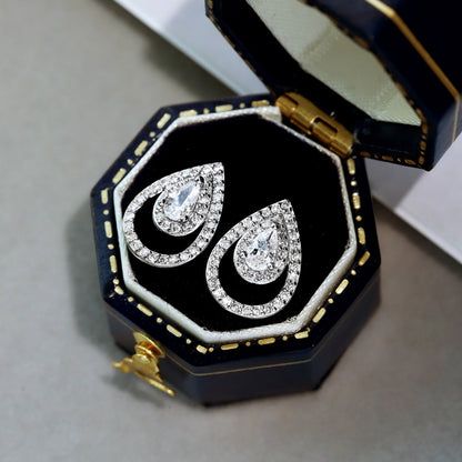 [Rosla]Sparkling Delicate Water Drop Shape Daily Earrings