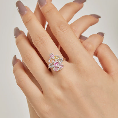 [Rosla]Sparkling Colorful Water Drop Shape Daily Ring