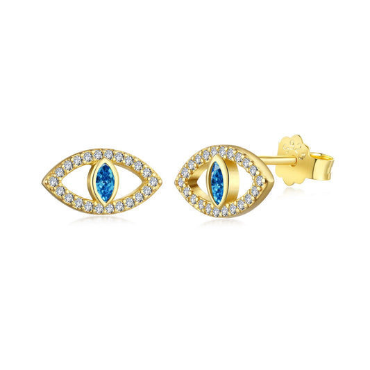 [Rosla]Blue Devil Eyes Hollow Stud Earrings