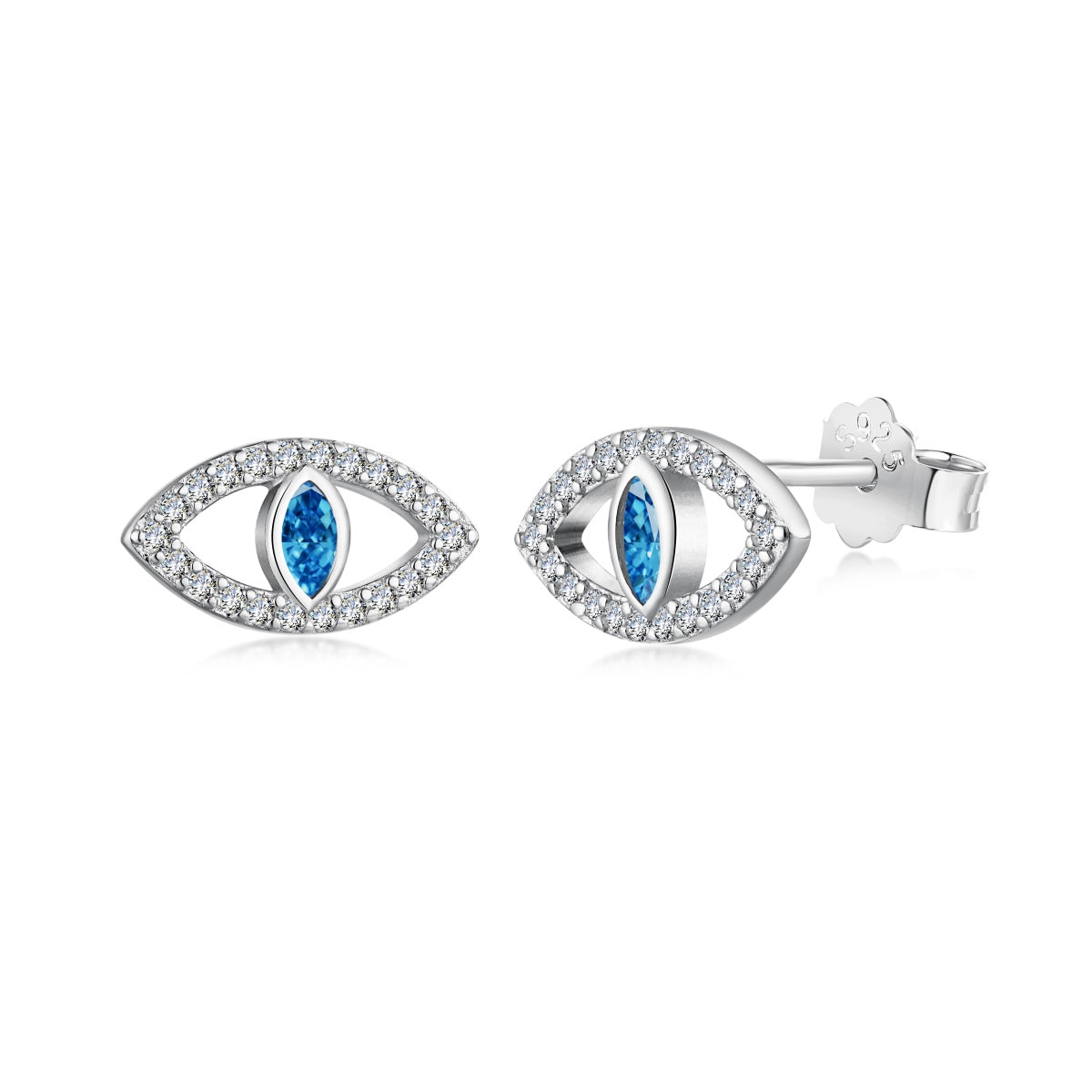 [Rosla]Blue Devil Eyes Hollow Stud Earrings