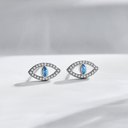 [Rosla]Blue Devil Eyes Hollow Stud Earrings