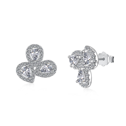 [Rosla]Ornate Flower Shape Pear Cut Lover Earrings