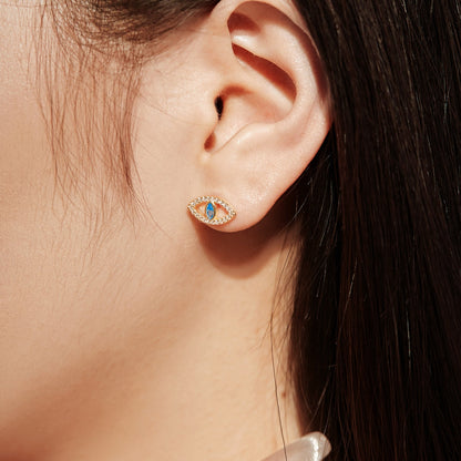 [Rosla]Blue Devil Eyes Hollow Stud Earrings