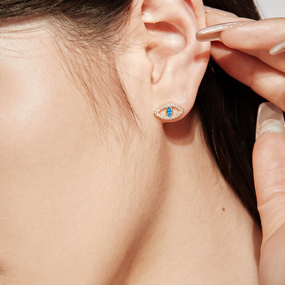 [Rosla]Blue Devil Eyes Hollow Stud Earrings