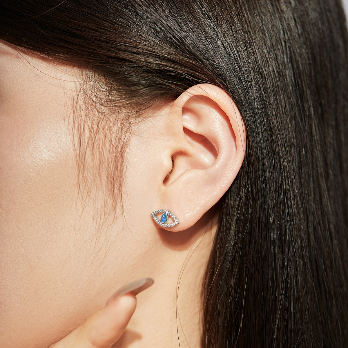 [Rosla]Blue Devil Eyes Hollow Stud Earrings