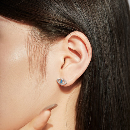 [Rosla]Blue Devil Eyes Hollow Stud Earrings