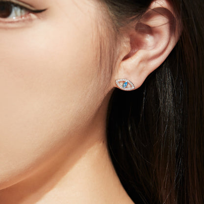 [Rosla]Blue Devil Eyes Hollow Stud Earrings