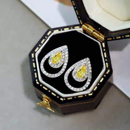 [Rosla]Sparkling Delicate Water Drop Shape Daily Earrings