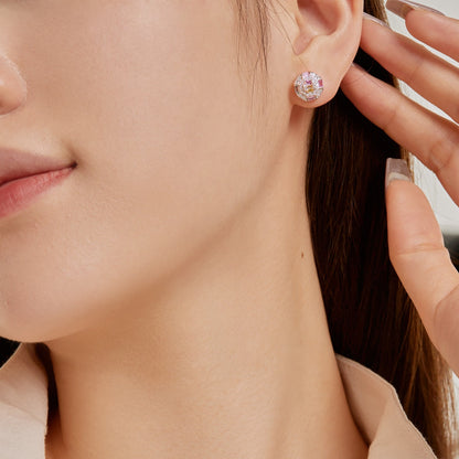 [Rosla]Ornate Colorful Octagon Shape Daily Earrings