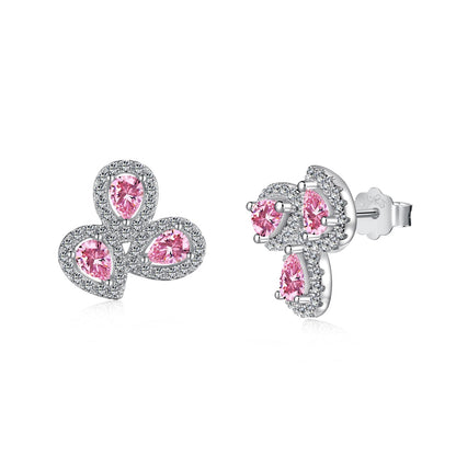 [Rosla]Ornate Flower Shape Pear Cut Lover Earrings