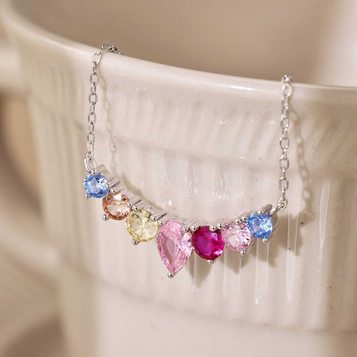 [Rosla]Dainty Colorful Heart Necklace