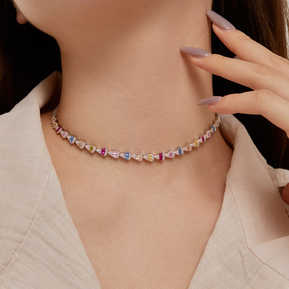 [Rosla]Radiant Colorful Rainbow Necklace