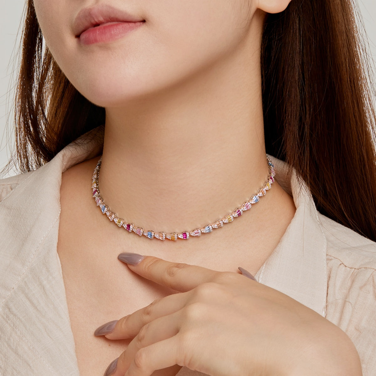 [Rosla]Radiant Colorful Rainbow Necklace