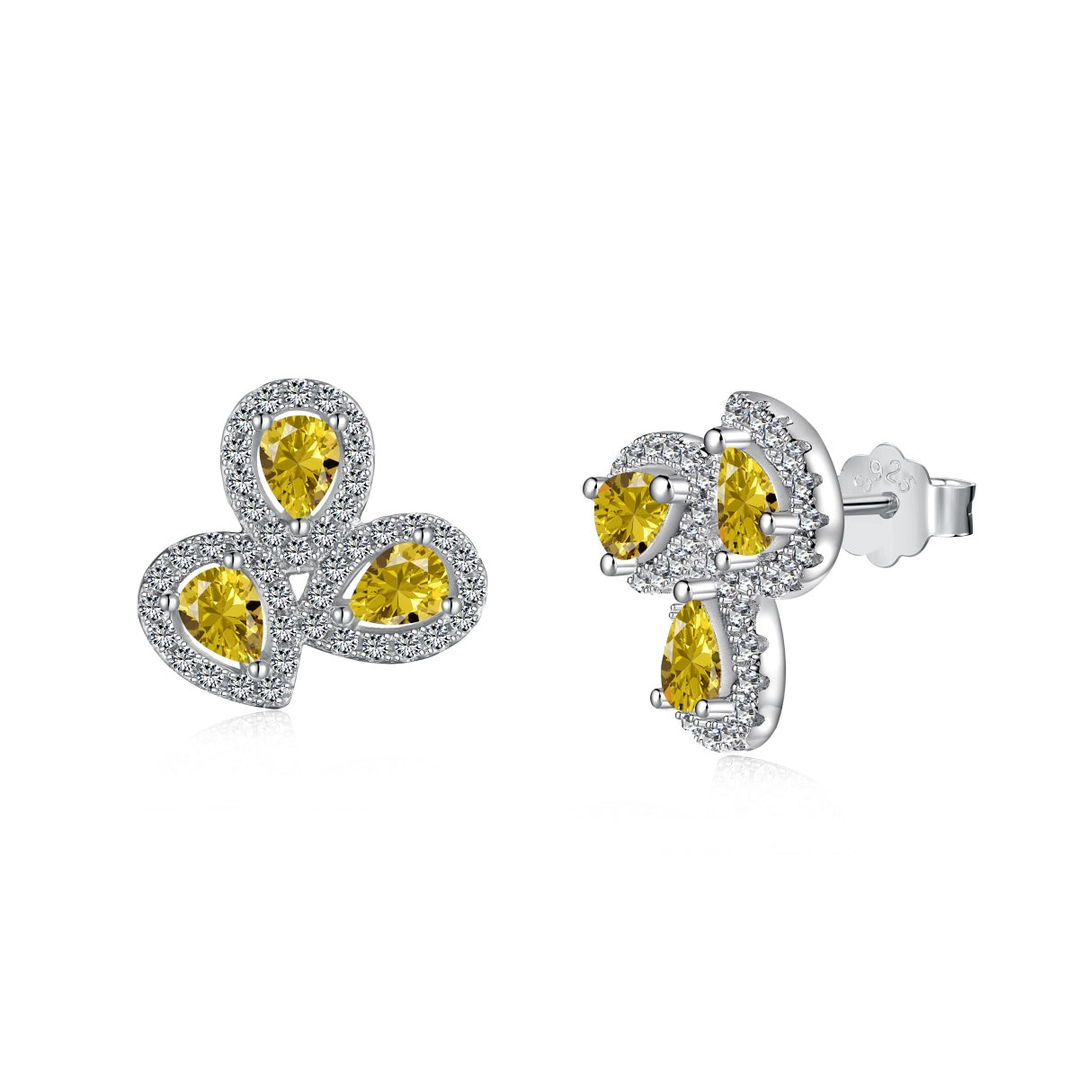 [Rosla]Ornate Flower Shape Pear Cut Lover Earrings