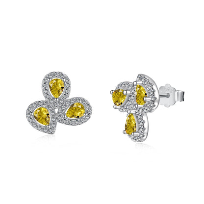 [Rosla]Ornate Flower Shape Pear Cut Lover Earrings