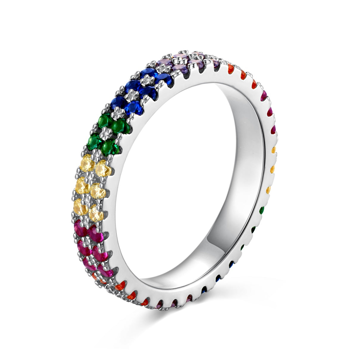 [Rosla]Unique Colorful Round Cut Tennis Ring