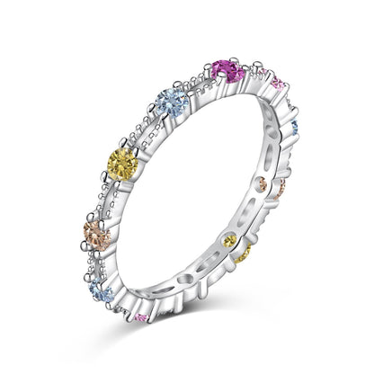 [Rosla]Sparkling Colorful Round Cut Tennis Ring