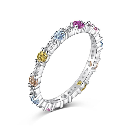 [Rosla]Sparkling Colorful Round Cut Tennis Ring