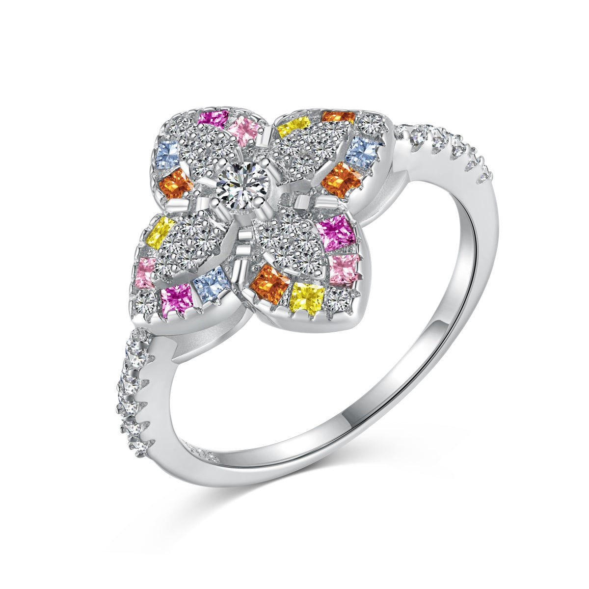 [Rosla]Luxurious Colorful Flower Shape Banquet Ring