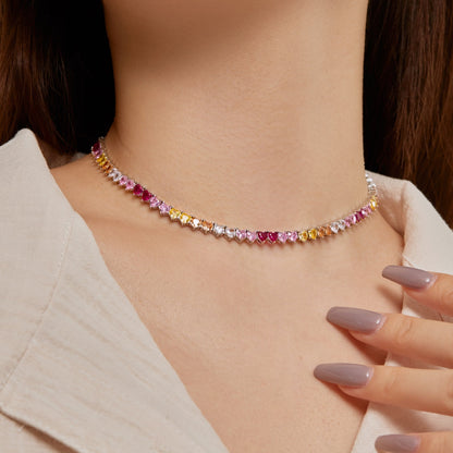 [Rosla]Sparkling Colorful Full Heart Tennis Necklace