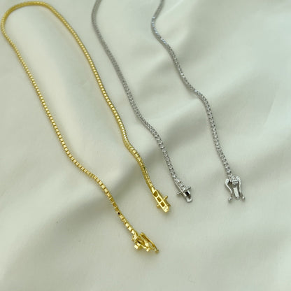 [Rosla]Delicate Round Shape Tennis Necklace