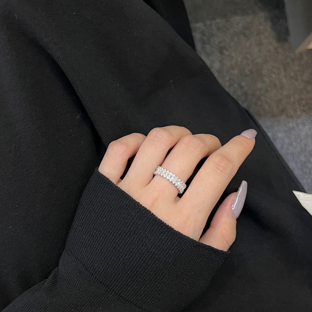 [Rosla]Splashy Ornate Emerald Cut Cocktail Ring