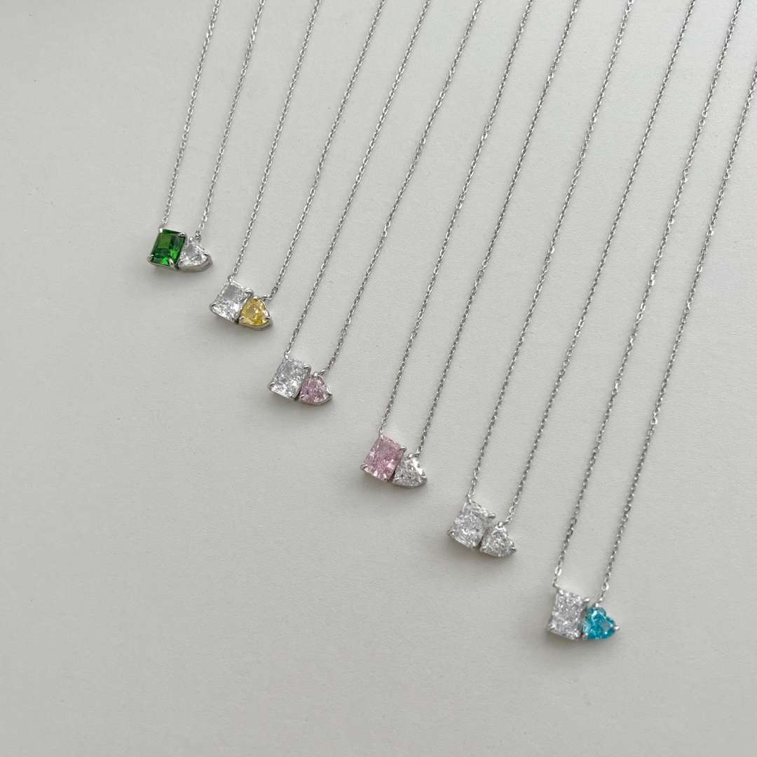 [Rosla]Dazzling Square & Heart Shape Necklace