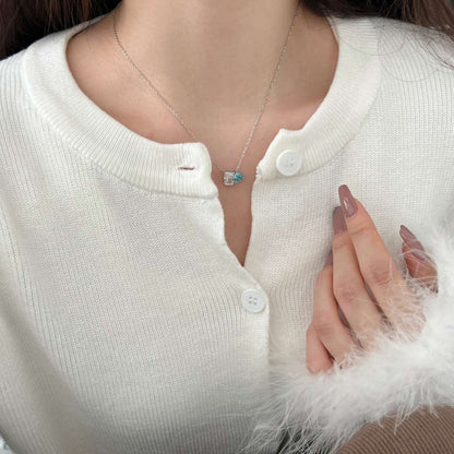 [Rosla]Dazzling Square & Heart Shape Necklace