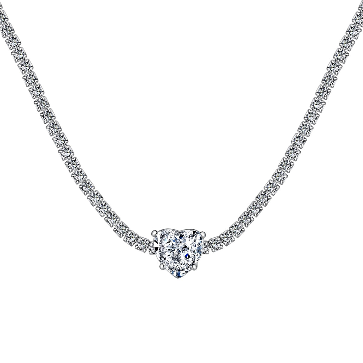 [Rosla]2.0 Carat Sparkling Tennis Heart Cut Necklace