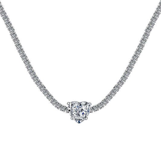 [Rosla]2.0 Carat Sparkling Tennis Heart Cut Necklace