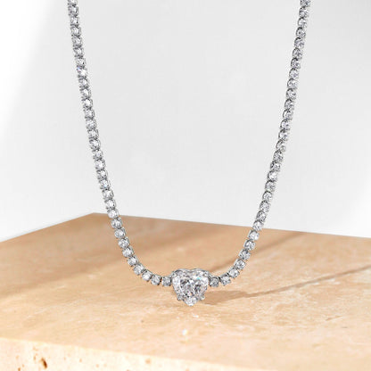 [Rosla]2.0 Carat Sparkling Tennis Heart Cut Necklace