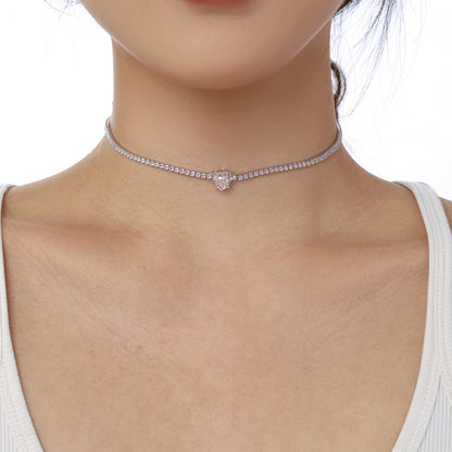 [Rosla]2.0 Carat Sparkling Tennis Heart Cut Necklace