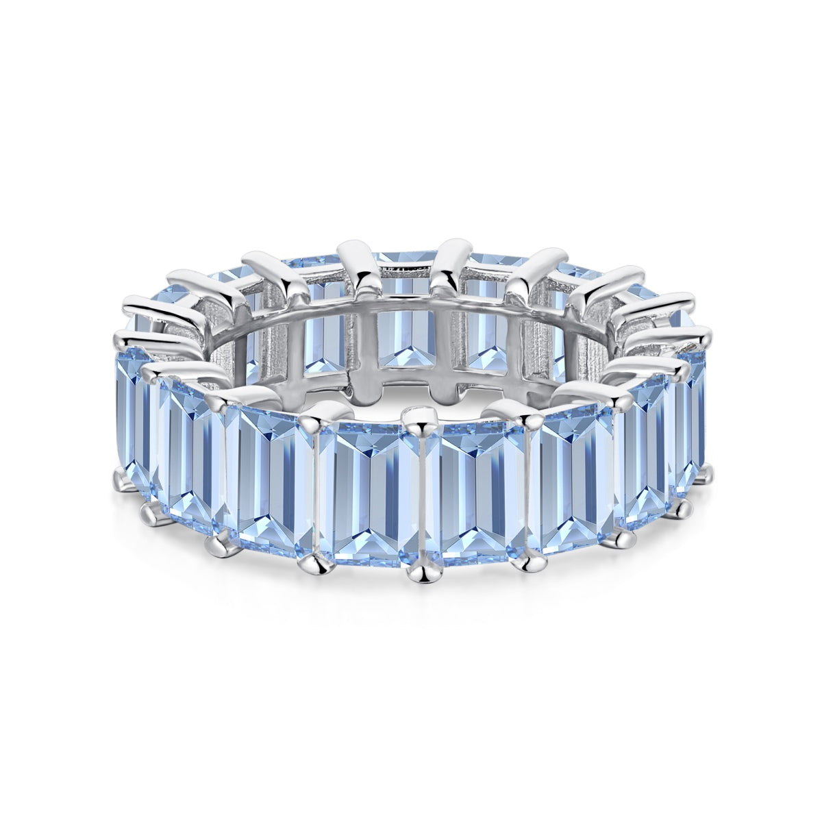 [Rosla]0.75 Carat Elegant Emerald Cut Tennis Ring